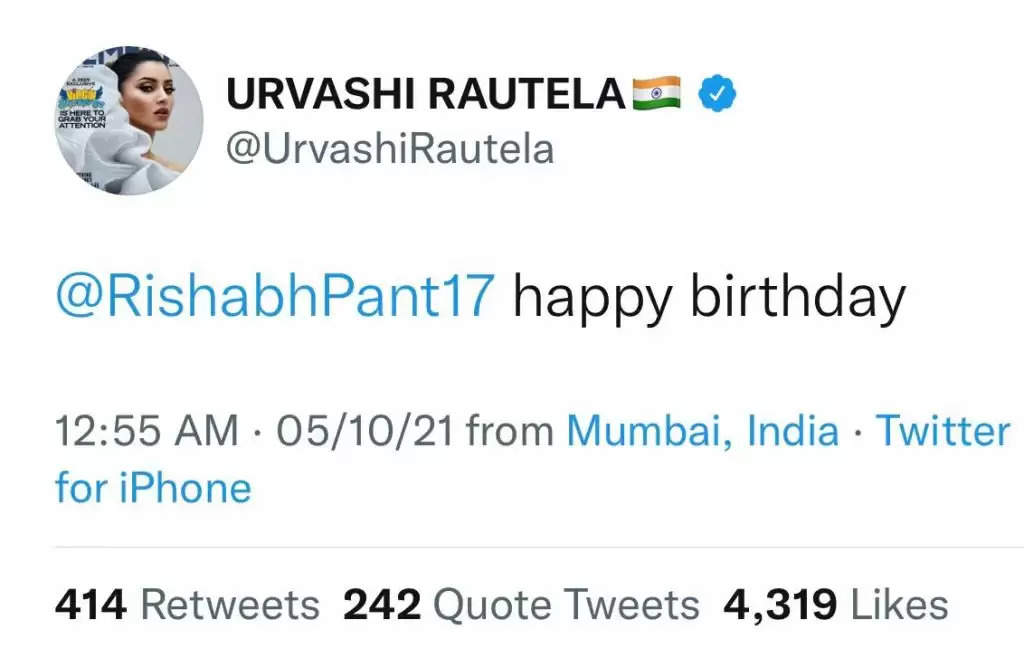 Urvashi Rautela tweet